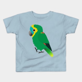 Turquoise-fronted amazon digital vector illustration Kids T-Shirt